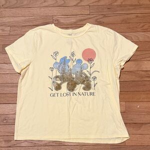 NWOT-NEVER WORN- Disney Pale Yellow 'Get Lost in Nature' Graphic Tee